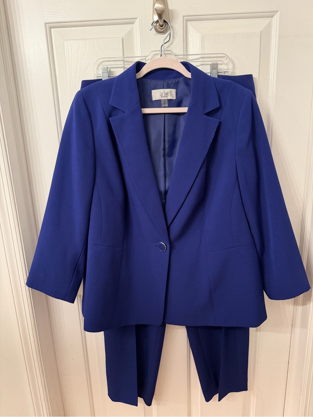 Le Suit Women's Cobalt Blue Pant Suit -
Plus Size/Petite Length